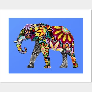 Colored Flower Elephant Posters and Art